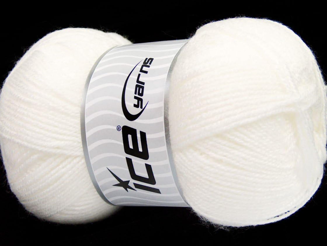 Lot of 4 x 100gr Skeins Ice Yarns YARNS Super Bebe White