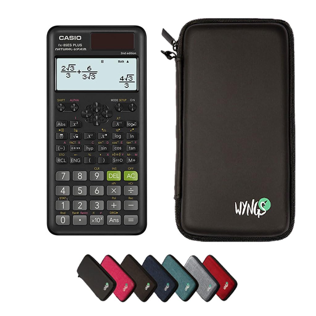 Casio fx-85ES Plus 2nd edition including a WYNGS protective case in Black - Basic Set
