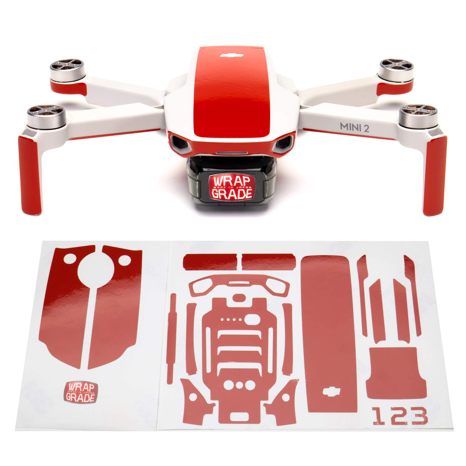 Wrapgrade Skin Compatible with DJI Mini 2 | Accent Color (SUPER RED)