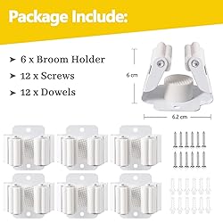 Verdenu 6 Pack Broom Holder Wall Mount, Mop and