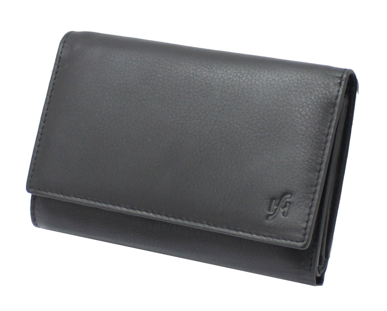 STARHIDE Women's RFID Blocking Purse, Genuine Leather Trifold Clutch Wallet, Multi Credit Card Holder with Zipped Pocket, Gift Boxed 5515 (Black)