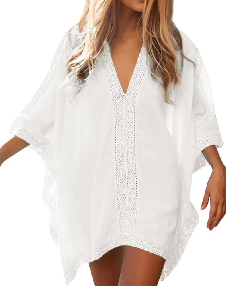 Loritta Womens Beach Bathing Suit Swim Bikini Swimsuit Oversized Cover Up Dresses Off White at  Women’s Clothing store