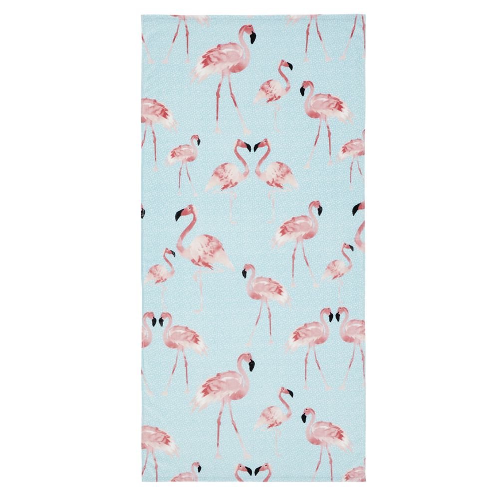 Catherine Lansfield Flamingo Cotton 76x160cm Beach Towel Blue