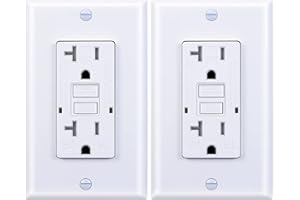 3GRACE 20 Amp GFCI Outlet, Tamper-Resistant, Weather Resistant Receptacle Indoor or Outdoor Use, LED Indicator with Decor Wall Plates and Screws，UL Listed, White (2 Pack)