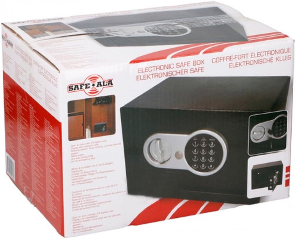 Bakaji Digital Digital Wall Safe 30 x 20 x 20 cm Electronic Safety Deposit Box Home Hotel Safe + 4 x AA Batteries and Emergency Keys Black - Image 3