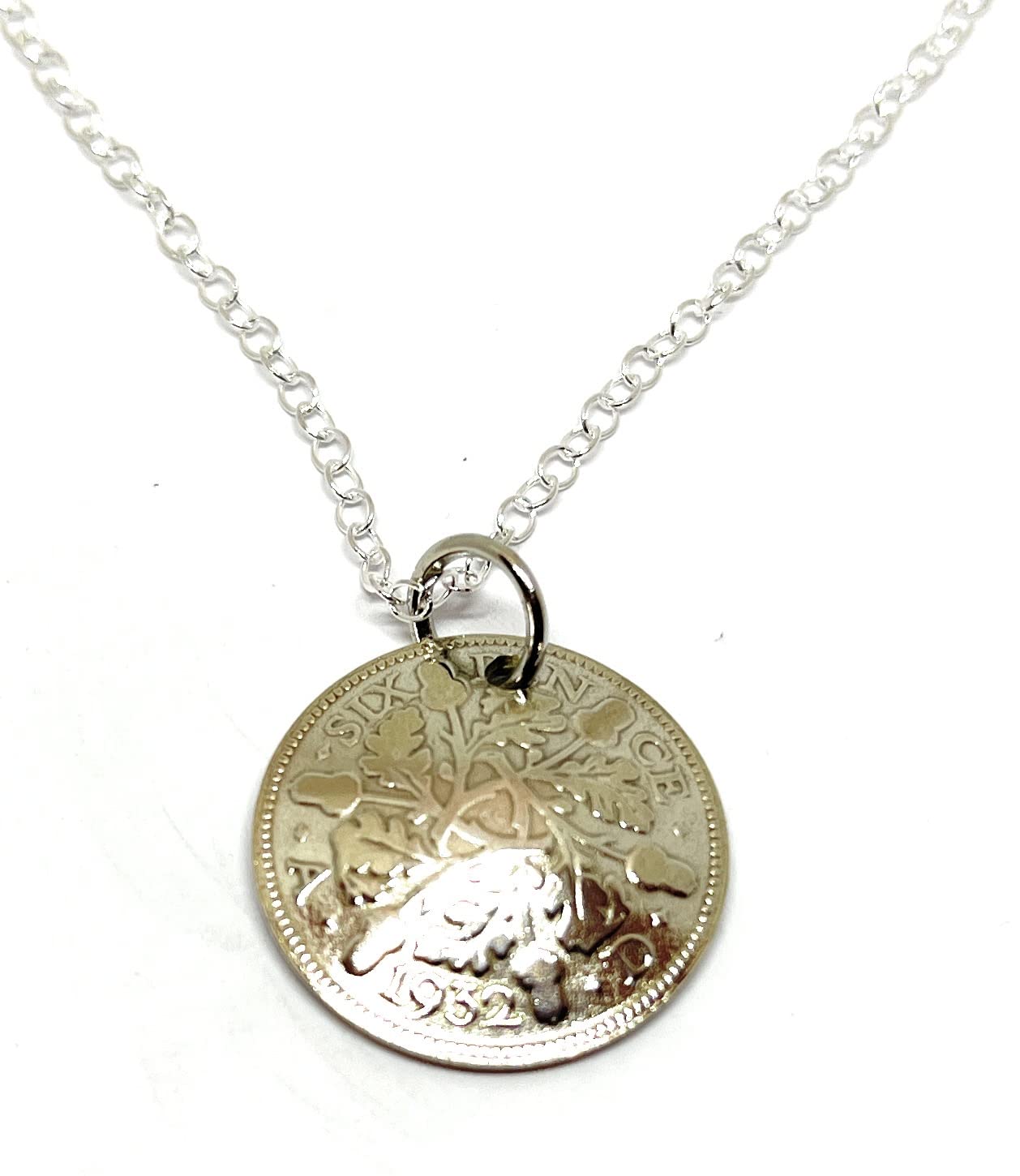 OCC Old Coin Cufflinks 1932 Original Sixpence Domed Pendant for a 94th birthday