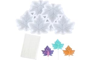 2Pcs Thanksgiving Day Fall Maple Leaf Silicone Maple Leaves Design Lollipop Molds with 20 pieces Lollipop Sticks Chocolate Ca