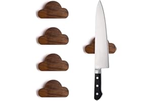 Powerful Magnetic Knife Strip,Cloud Shape Knife Holder/Key Holder for Home Kitchen & Wall Decor,Made from Solid Wood, 4pcs wi