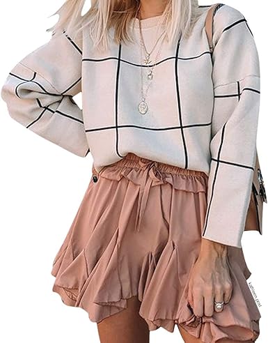 grid turtleneck sweater dress