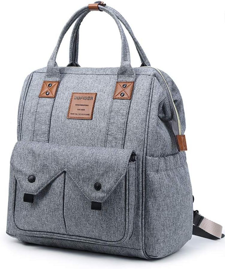 Diaper Backpack Bag Multi-Function Waterproof Travel Backpack, Baby Nappy Changing Backpack with Insulated Pocket,Stroller Straps, Changing Pad for Mom or Dad MornPi (Gray)
