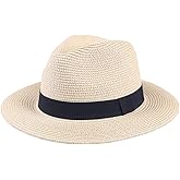 Women Men Wide Brim Straw Panama Hat Unisex Fedora for Beach Travel Sun Hat