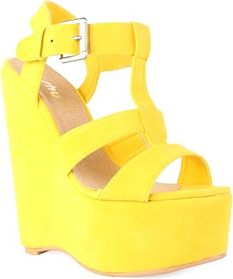 ladies yellow wedges