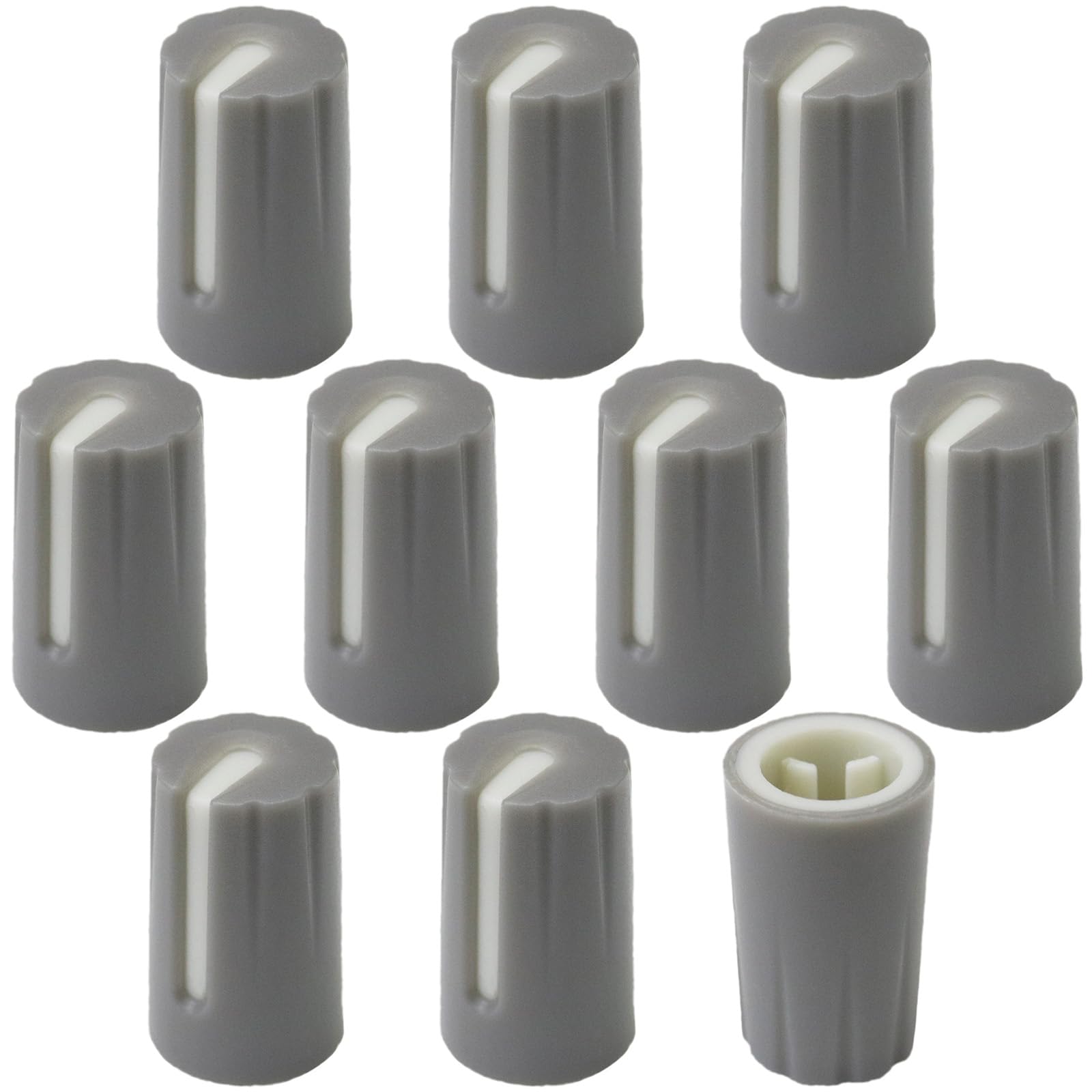 6mm D-Shaft Hole Slim Colour Body Control Knob with Recessed Position Indicator Pack of 10 (Grey)