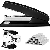 Stapler 25 Sheet Capacity with 1000 Staples and Staple Remover, Black | Staplers for Desk, Non-Slip Office Stapler with Staples for Office, home, School