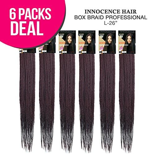 Innocence Hair Synthetic Hair Braids Box Braid Professional [L-26"] (6-PACK, 1)