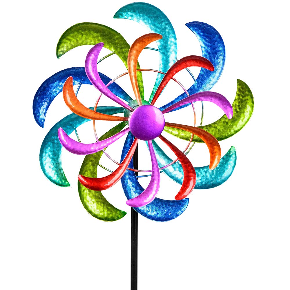 Formano Colourful Windmill 124 x 30 cm Garden Stake Wind Chime Garden Decoration Flower Stake