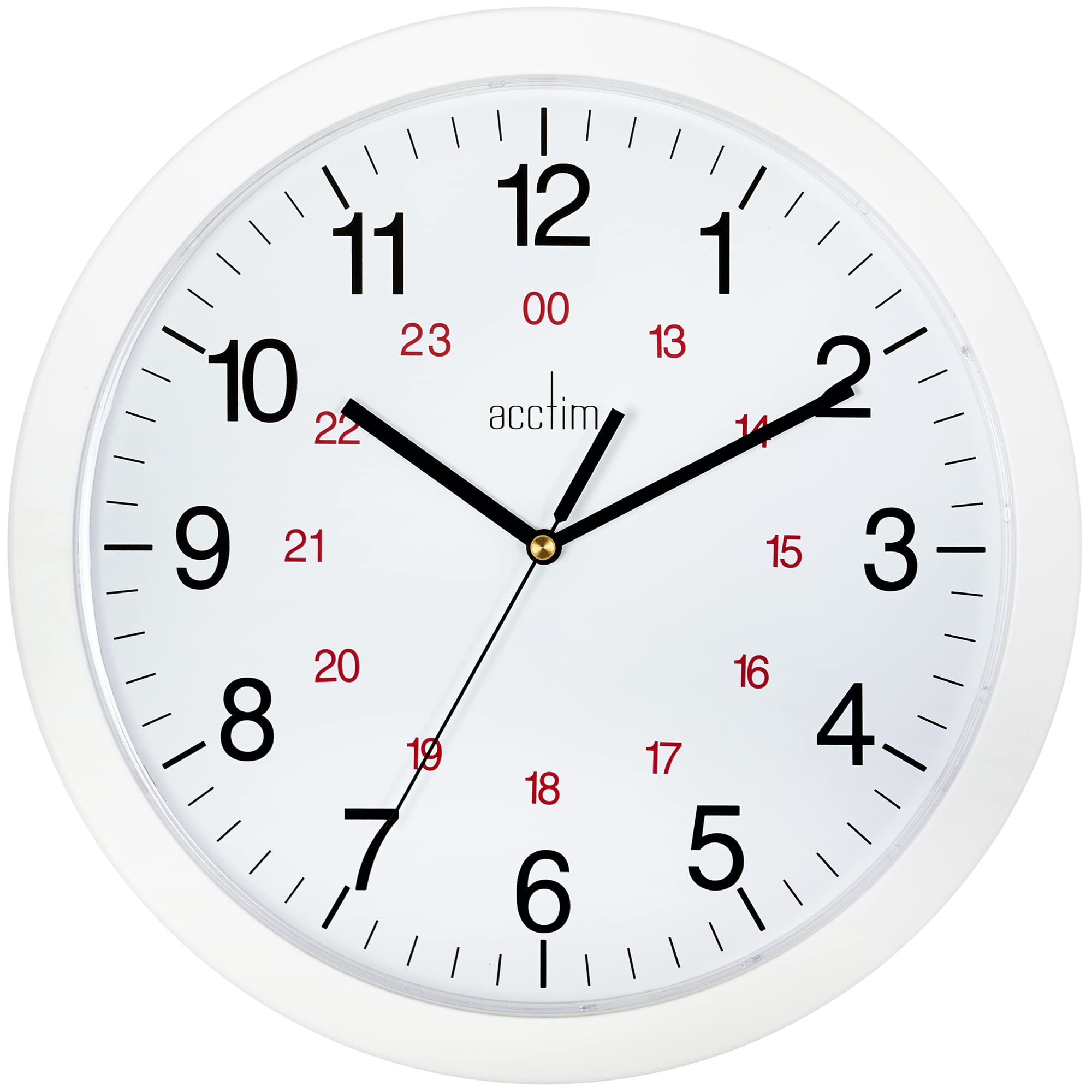 Acctim Metro 12" Wall Clock Quartz 12/24 Hour Dial Easy Read Numbers White 30cm 21162