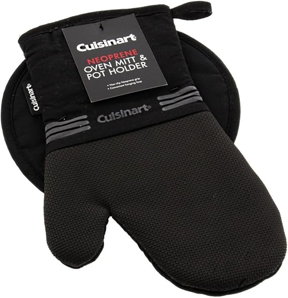 Cuisinart Oven Mitt & Potholder Set w/Neoprene for Easy Gripping, Heat Resistant up