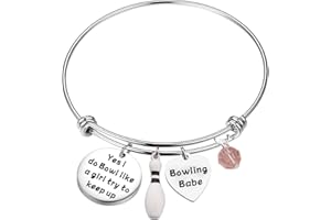 MAOFAED Bowling Ball Lover Gift Bowling Pin Charm Bracelet Bowling Coach Jewelry Bowling Gift for Bowling Players