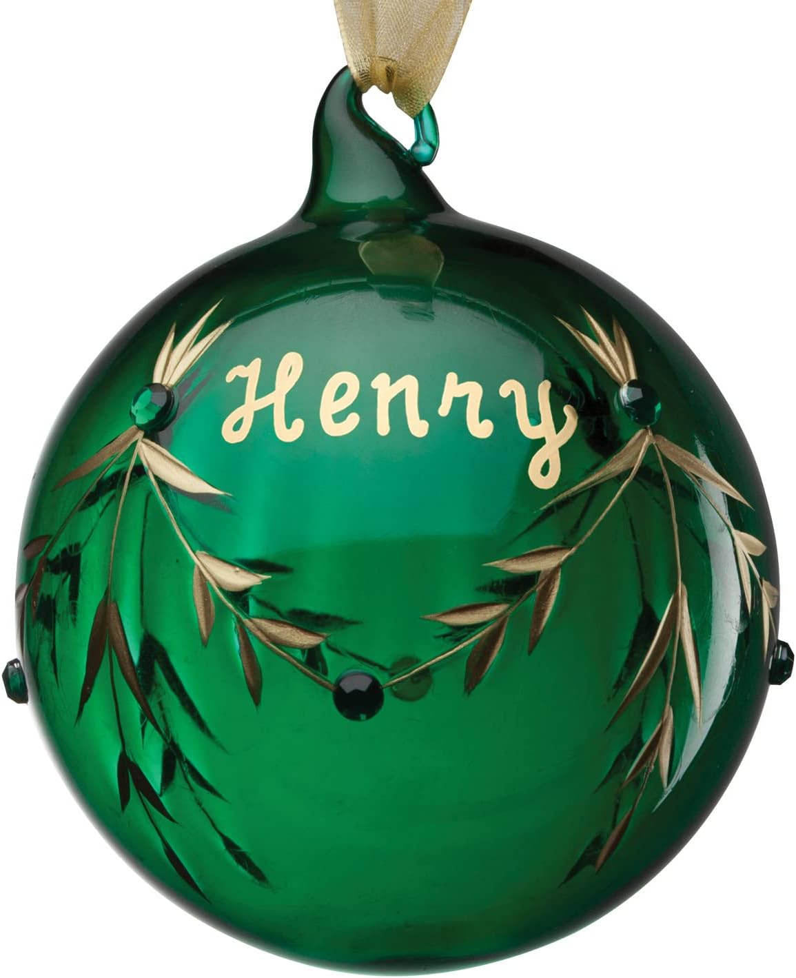 Ornaments - Personalized Planet Glass Birthstone Christmas Ball Ornament with Custome Name Hand Painted | May - Green Emerald