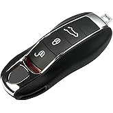 LIMBQS Leather Key Fob Cover for Porsche Macan Panamera 911, Key Chain Keychain Key Cover for Porsche Cayenne 718 Cayman Boxster Accessories (Black)