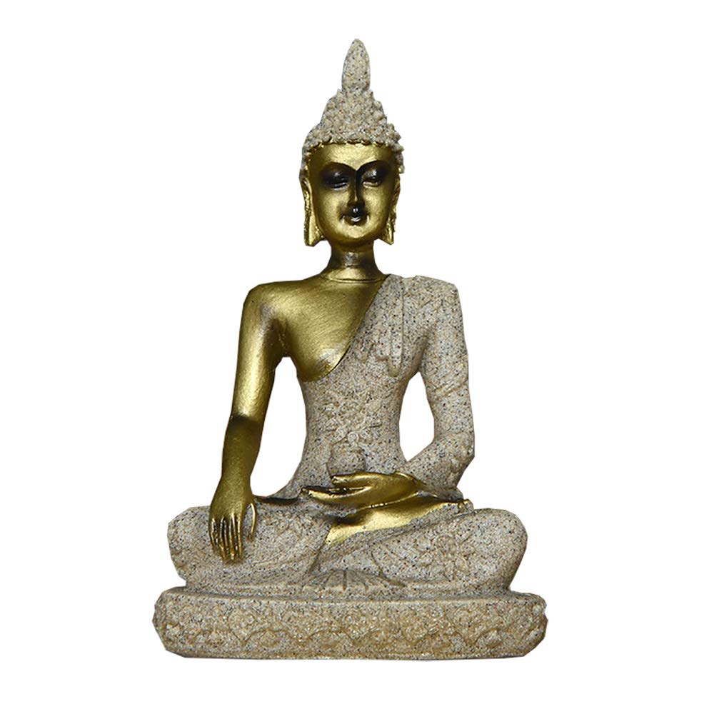 POFET The Hue Sandstone Meditation Buddha Statue Sculpture Hand Carved Figurine #32