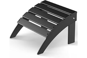GREENVINES Adirondack-Ottoman | HDPE Plastic | Outdoor Footrest | All Weather | Foot Rest | Foot Stool | Black | for Adirondack Chair | for Patio Backyard Pool