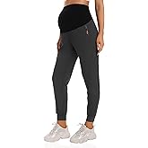 Foucome Women's Maternity Joggers Quick Dry Zipper Pockets Scrub Pants Pregnancy Sweatpants