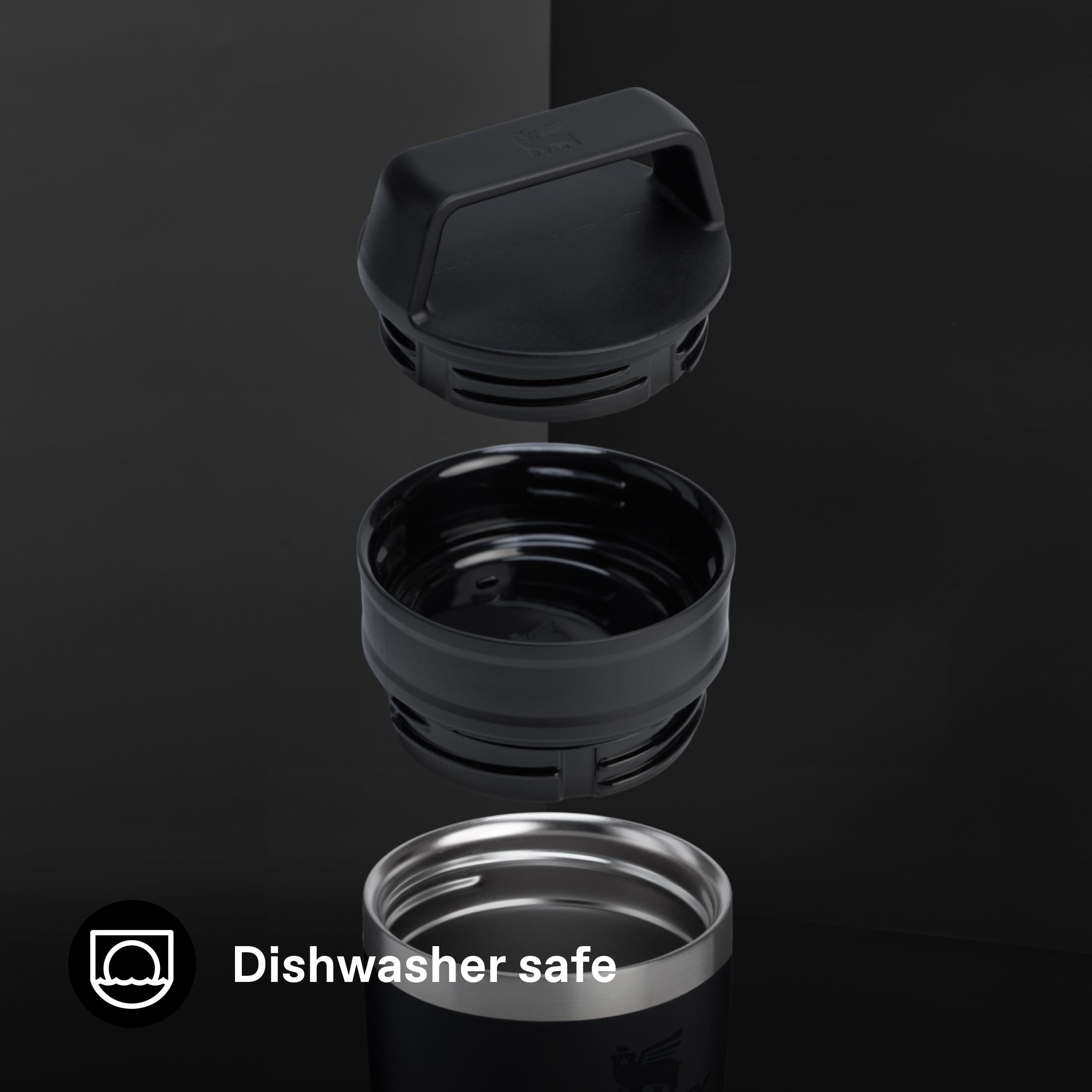 STANLEY 1913 Cafe Kaffeebecher To Go 0.35L - Hält 4 Stunden Heiß - 5 Stunden Kalt - Edelstahl Thermobecher - Spülmaschinenfest - Einfacher Tragegriff - Coffee To Go Becher - Black 6