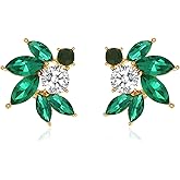 Rhinestone Cluster Stud Earrings Elegant Small Marquise Crystal Wedding Earrings for Brides Bridemaids Party Prom Costume Earrings for Women