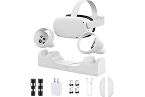 FIRBNO Charging Dock for Oculus Quest 2 - Includes 2 x 2100mAh Rechargeable Magnetic Batteries - Charging Station for Meta Quest 2 Headset & Controllers with 4 Magnetic Connectors