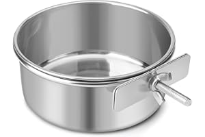 Reshiho Dog Bowl Stainless Steel Pet Hanging Food Water Bowl Cage Feeding Cup Feeder for Dogs Cats Rabbits Birds Small Animal (Medium)