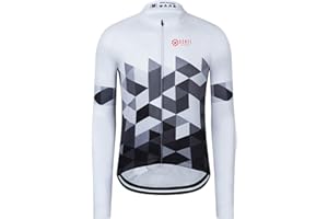 GCRFL Men's Cycling Jersey Long Sleeve Biking Shirt with 3+1 Zipper Pocket Breathable Quick Dry Bicycle Jersey