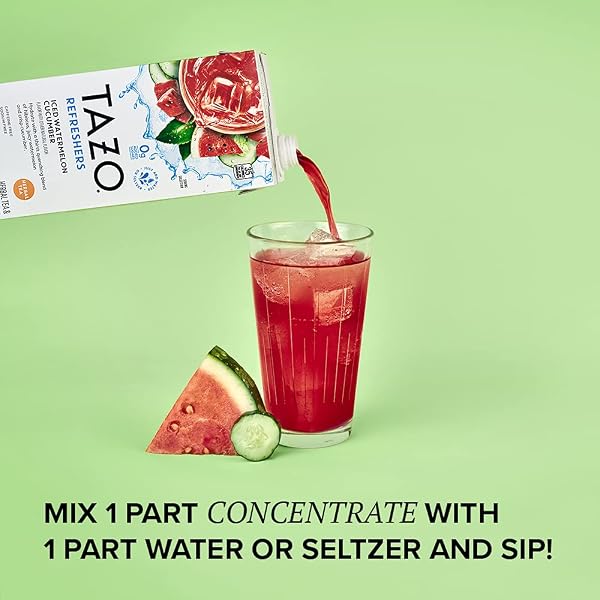 TAZO REFRESHERS ICED HERBAL TEA & JUICE MIX FOR A REFRESHING DRINK MIX WATERMELON CUCUMBER 0G ADDED SUGARS 32OZ