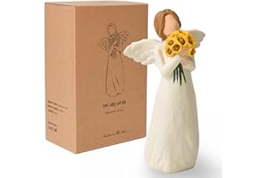 NANAOUS Sunflower Gifts for Women, Guardian Angel Statue, Angels Figurines, Woman Holding Sunflowers Figurines for Thanksgiving, Mother's Day or Birthday