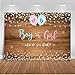 Mocsicka Boy or Girl Gender Reveal Backdrop Pink or Blue Gender Reveal Party Decorations 82x60 inch Wood Floor Photography Background Banner