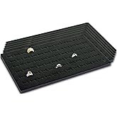 6-Pack Jewelry Display Foam Pad, Tray Insert - 72 Rings Holder Slots - Black Velvet (14x7 Full Size) by TheDisplayGuys