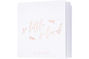 Calculs Baby Shower Picture Book Polaroid 'so little so loved' Party Guest Book Babies Scrapbook, White Cover, Rose Gold Foil