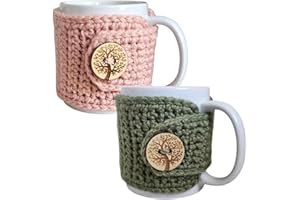 NANDY'S NOOK Sage and Rose Pink Coffee Mug Cozy Sleeves, Tea Cozy Wraps for Mom, Cover for 11-ounce Cups, Nature Themed Cozies