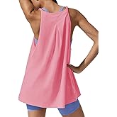Fisoew Womens Oversized Workout Tank Tops Racerback Yoga Tennis Shirts Sleeveless Side Split Athletic Running Gym Clothes