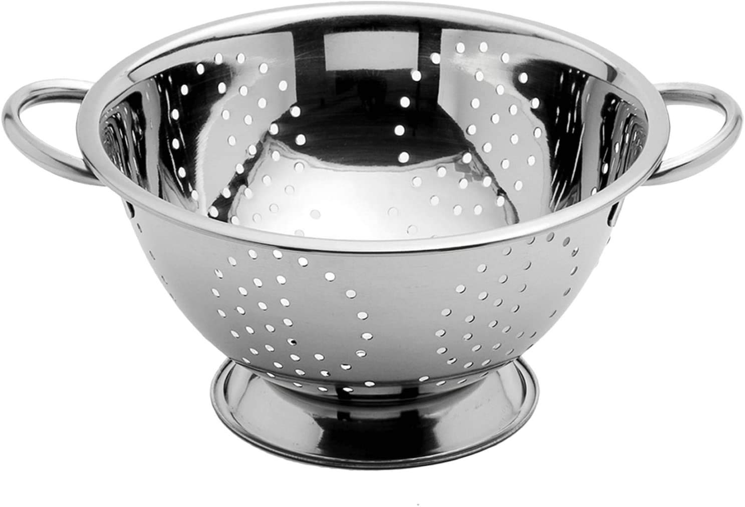 Menax - Stainless Steel Colanders with Handle, Metal Colander/Food Strainer for Kitchen Pasta/Vegetable/Rice/Fruit/Food - Kitchen Colanders with Handle - Footed Base - Ø 24 cm