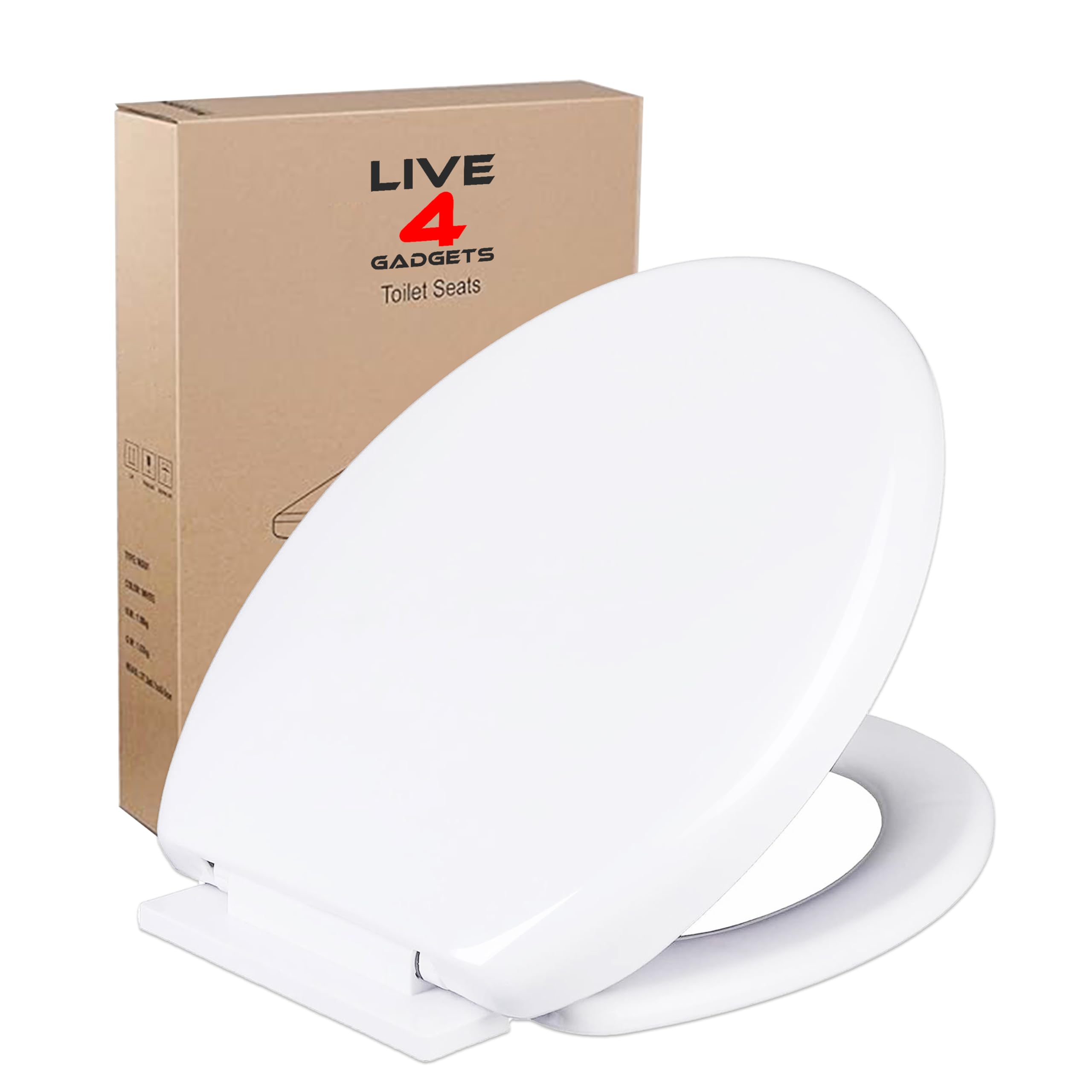 Slow Soft Close Toilet Seats White, Top Fixing, Stay Tight Lid Oval Shape, Heavy Duty Urea-Formaldehyde Anti-Bacterial Material Hygienic Easy to Clean for Bathroom Washroom Home