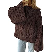Suéteres De Punto Trenzado Con Cuello Alto Para Mujer, Talla Grande, Manga Larga, Casual, Prendas De Abrigo De Punto, Blanco