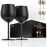 FVPFVP Stainless Steel Wine Glasses Set of 2 — Unbreakable, Stemmed Metal Wine Glass for Outdoor Events and Trips. Elegant and Fancy — Perfect for Holidays, Birthdays, and Anniversaries(Black)