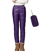 Flygo Womens Snow Pants Packable Winter Waterproof Windproof Outdoor Ultralight Warm Down Ski Pants Trousers