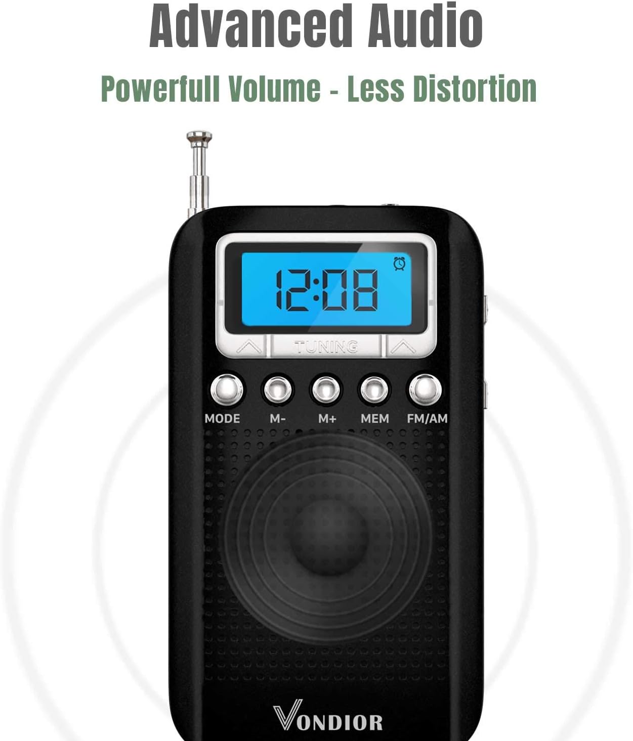 Digital AM FM Portable Pocket Radio with Alarm Clock- Best Reception and Longest Lasting. AM FM Compact Radio Player Operated by 2 AAA Battery, Stereo Headphone Socket (Black), by Vondior: Electronics