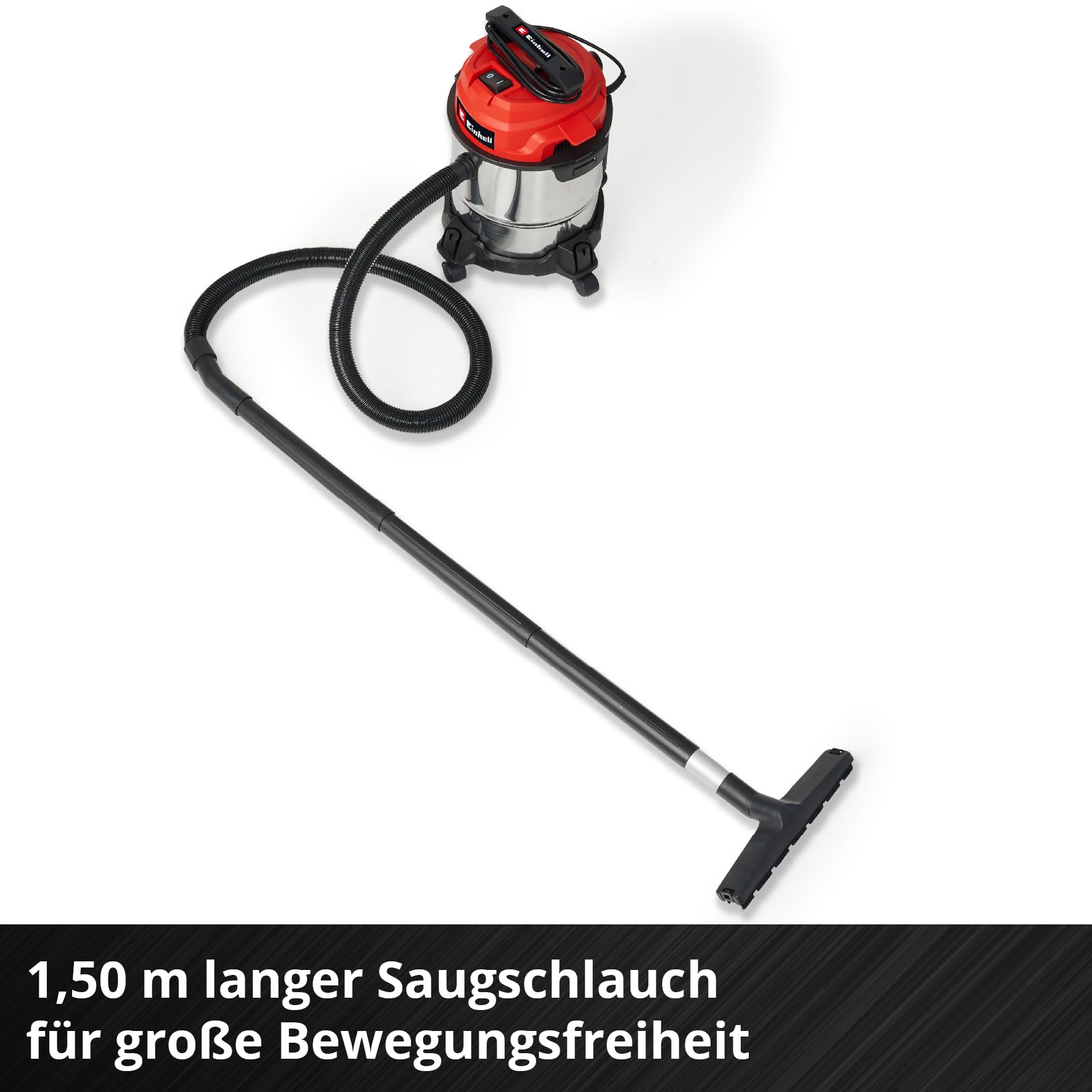 Einhell Nass-Trockensauger TC-VC 1812/1 S (1250 W, 180 mbar, 4 Lenkrollen, 12 L Behälter, inkl. Fugen- & Kombidüse, Schaumstofffilter, Schmutzfangsack & Filterbeutel) 6