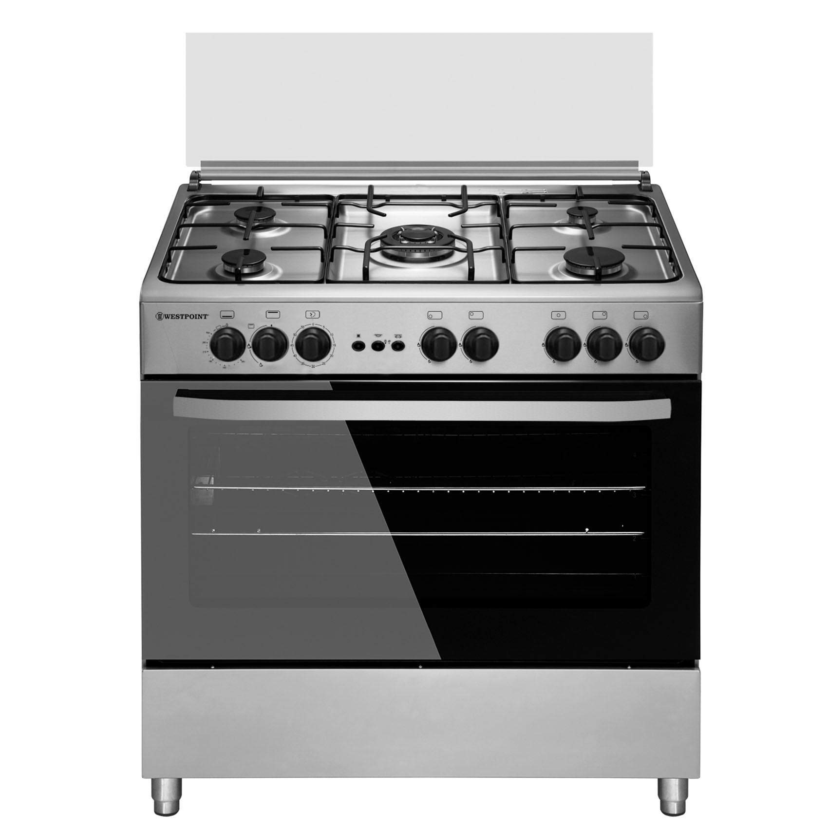 Westpoint 90x60 cm 5 Burners Gas Cooker for Cooking & Baking, 2 Glass