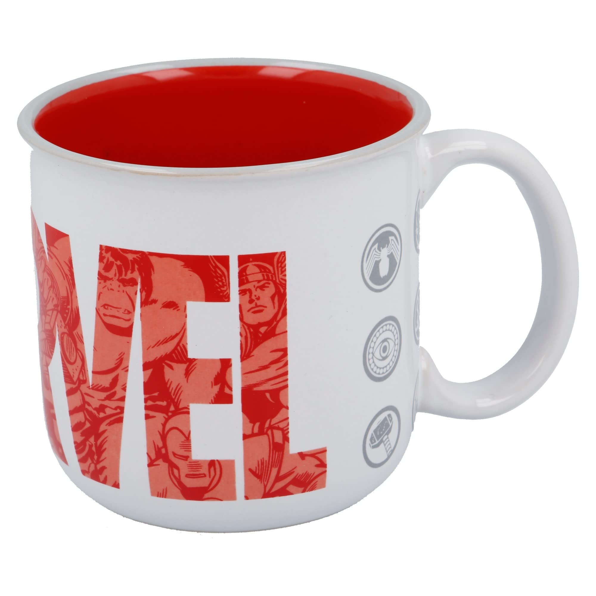Stor Ceramic Marvel Breakfast Mug 400ml, Hot Drinks, Tea, Coffee, White and Red (White)