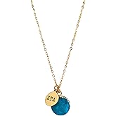 Sorority Shop ZTA Necklace - Zeta Tau Alpha Blue Druzy Gemstone Necklace With Engraved Pendant – 14K Gold Dipped Jewelry with Blue Gemstone – Sorority Gift, Charm Paraphernalia